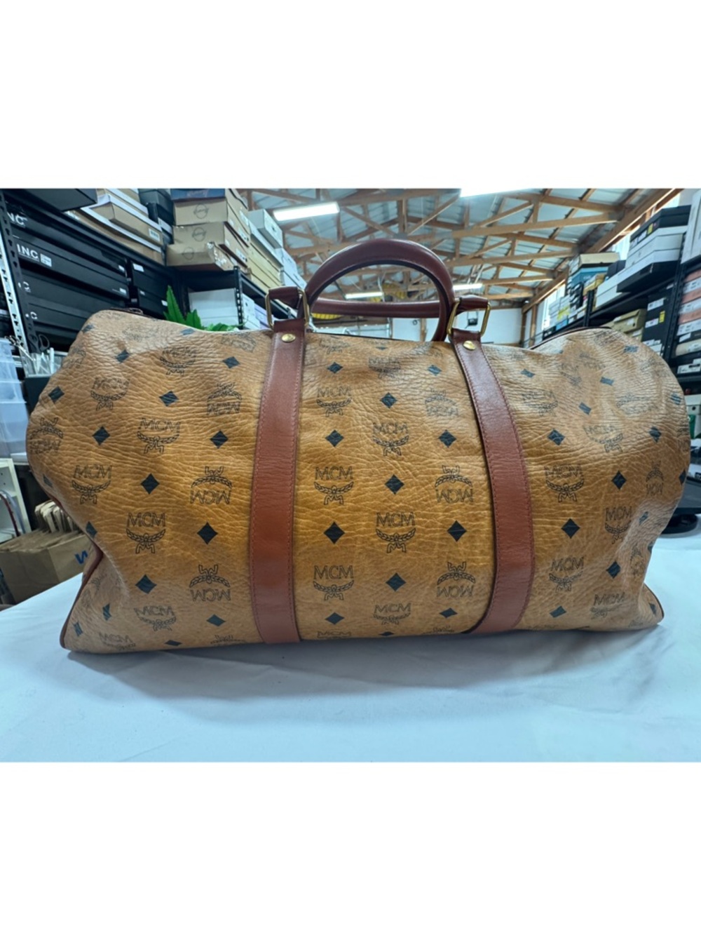 MCM Cognac Visetos Travel Weekender Bag - Picture 3 of 11